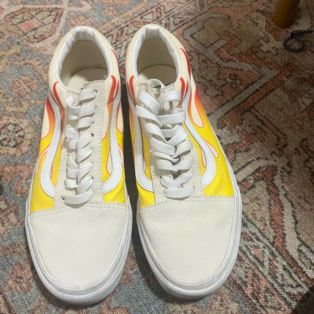 Yellow and Orange Flame Sneakers